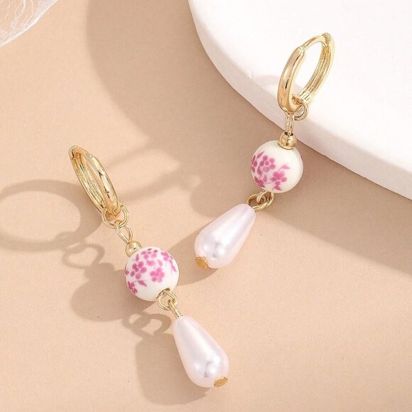 Multicolor Sexy Women's Style Faux Pearl Ceramic Pendant Earrings - Picture 6 of 11